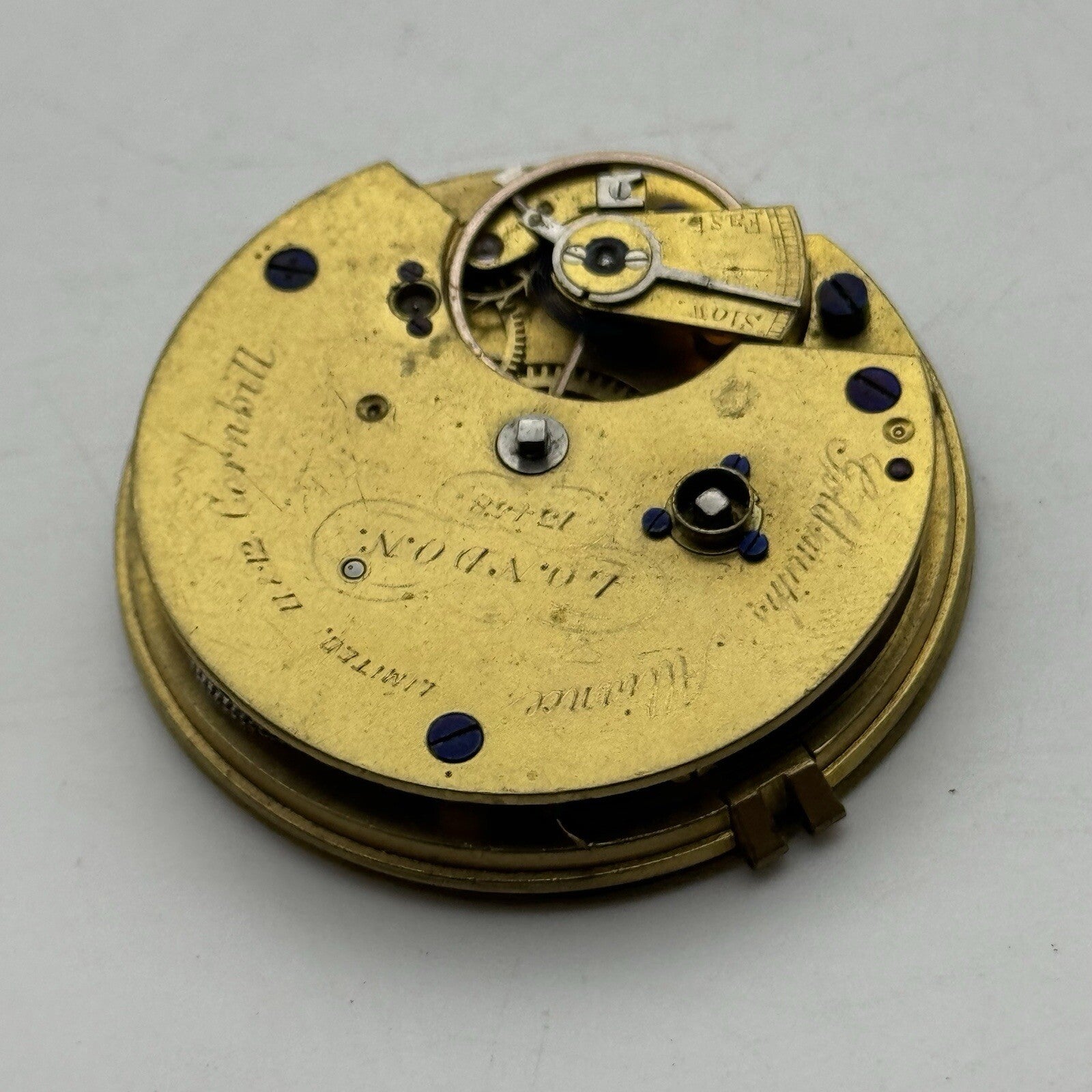 41.3mm Key Wound Goldsmiths Alliance London Pocket Watch Movement FOR PARTS