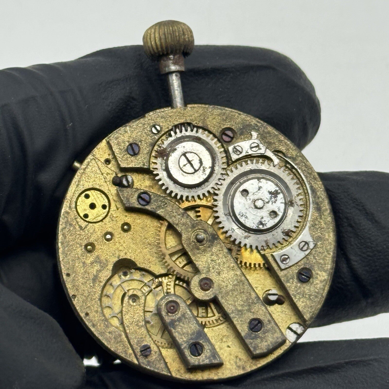 33.2mm Beautiful Patterned Dial Cylinder Pocket Watch Movement FOR PARTS