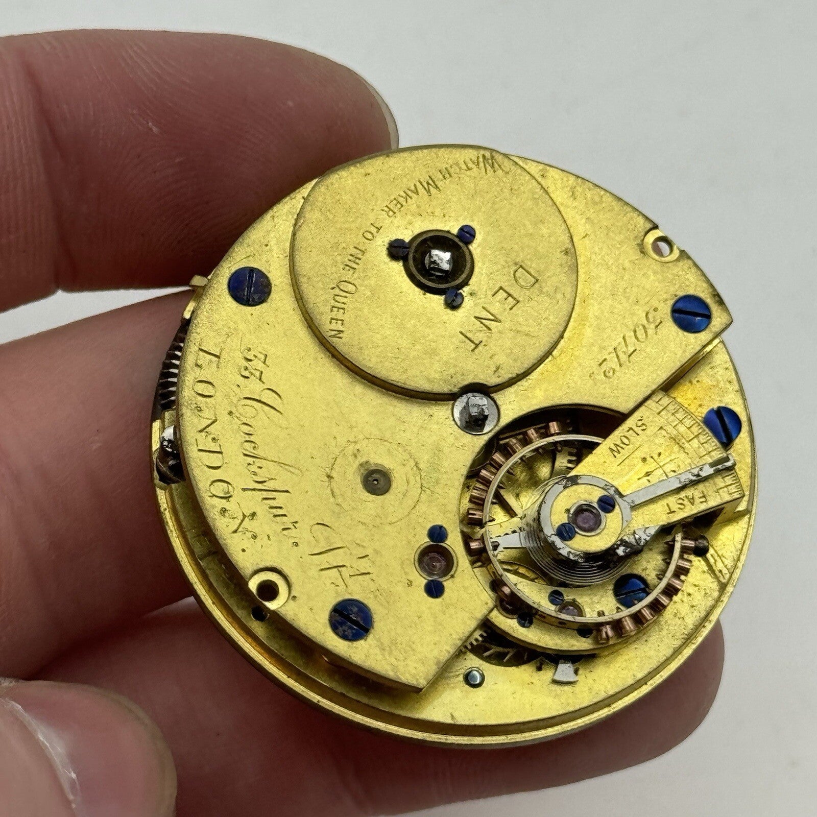 41.2mm Key Wound Dent 33 Cockspur Street London Pocket Watch Movement To Restore