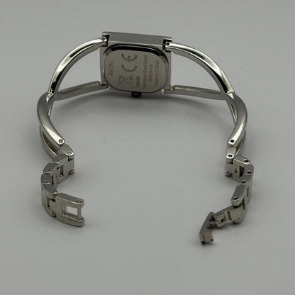 Avon Ladies Quartz Watch Black Square Dial Silver Tone Bracelet Working 19mm