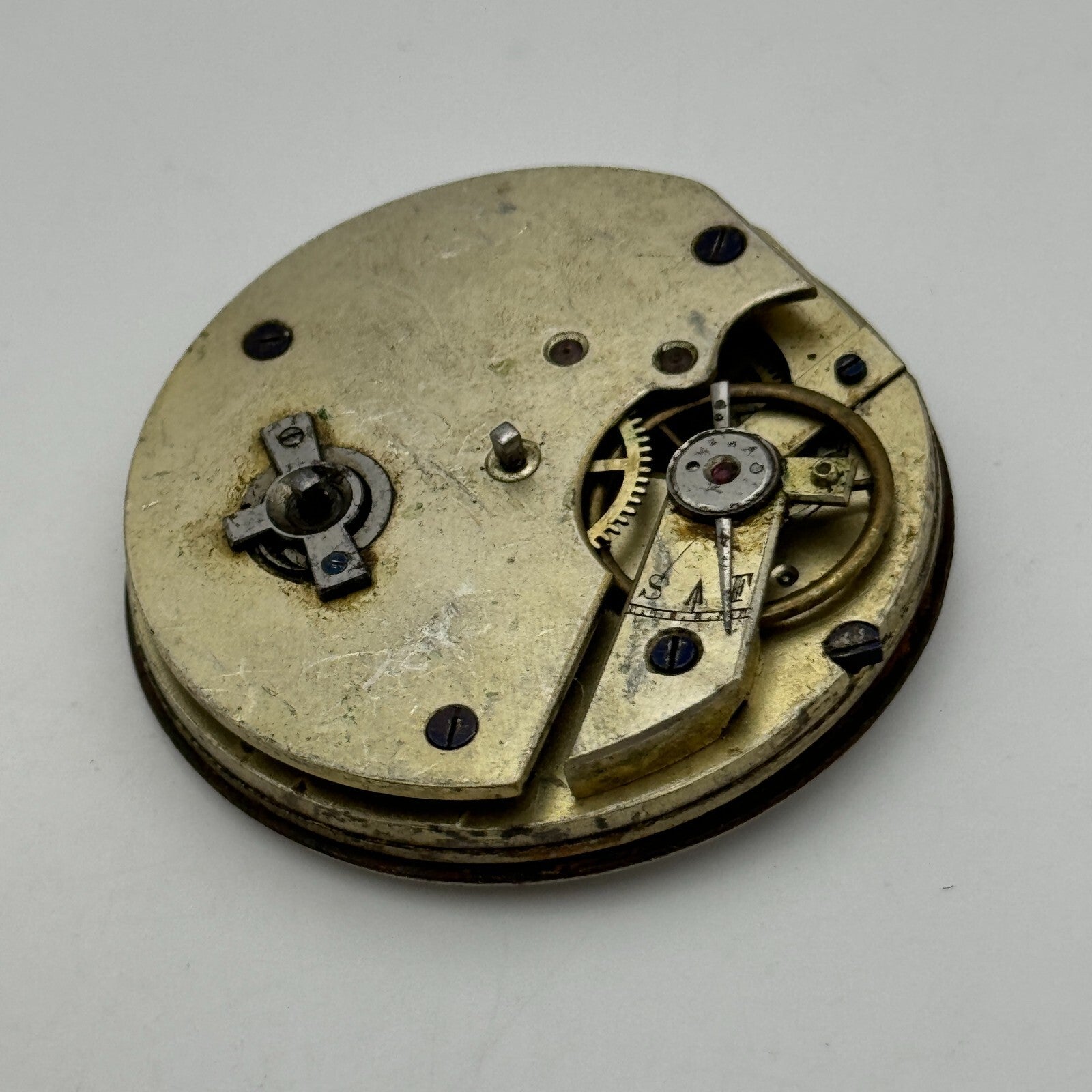 44mm Antique Key Wound Pocket Watch Movement Dial PARTS REPAIR SPARES