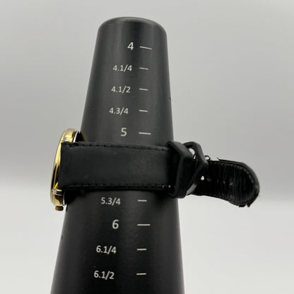 Citizen Ladies Quartz Watch Gold Tone White Dial Black Strap Japan Working 33mm