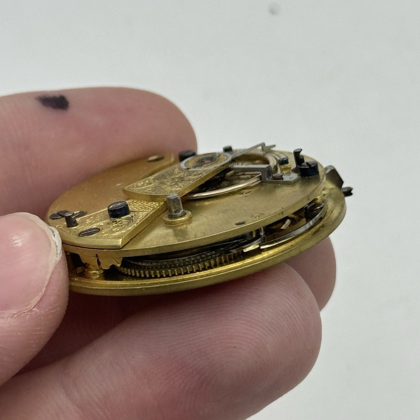 36mm Running Antique Quality English Fusee Pocket Watch Movement -  TO RESTORE