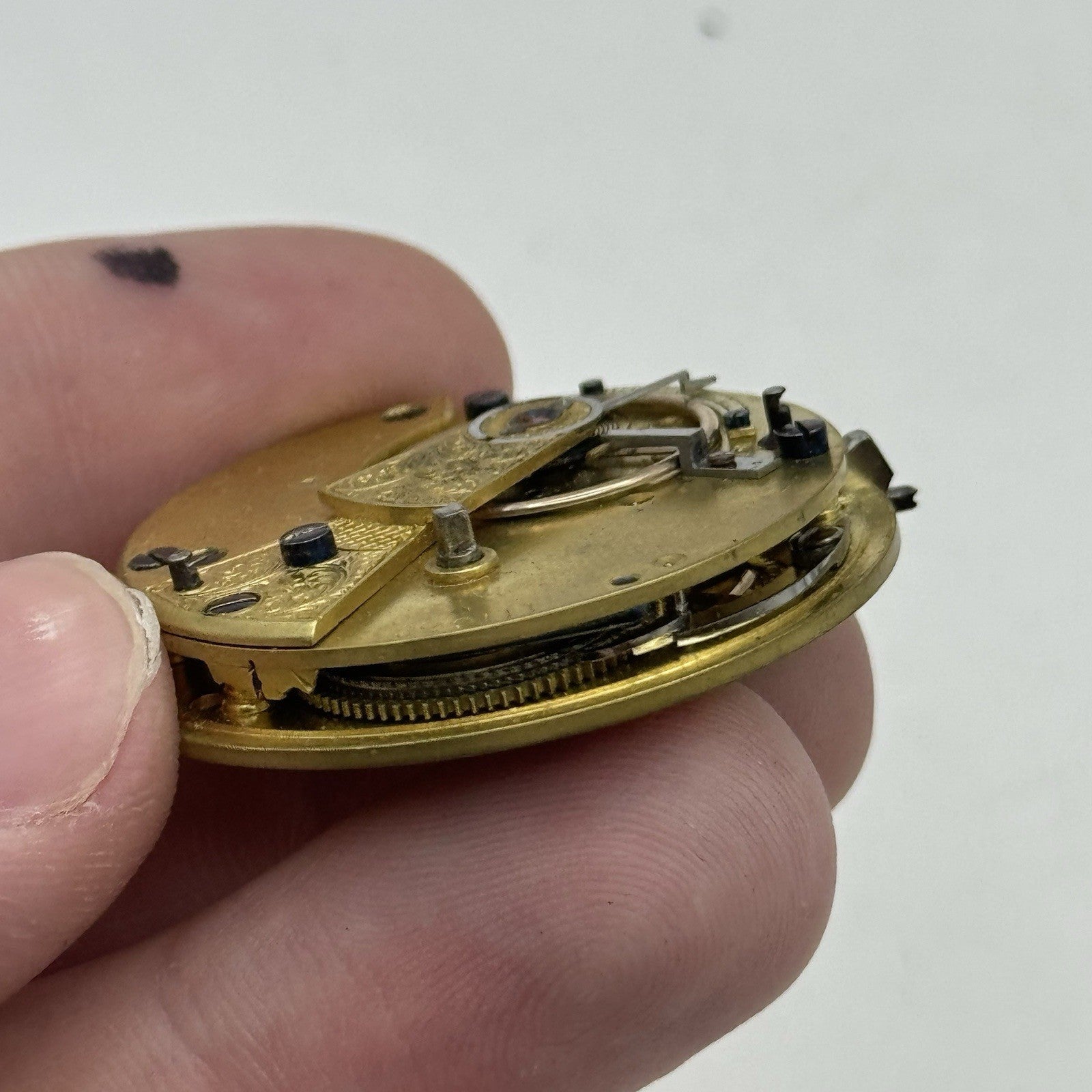 36mm Running Antique Quality English Fusee Pocket Watch Movement -  TO RESTORE