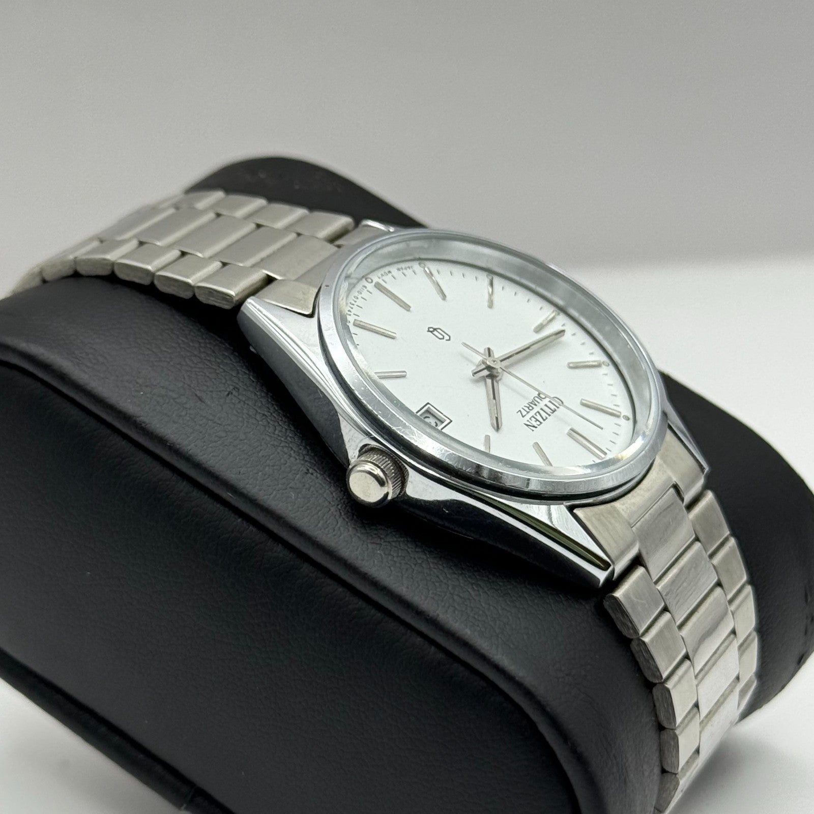 Citizen CQ Quartz Watch 6110-073185 Date Silver Tone Japan 30mm PARTS REPAIR