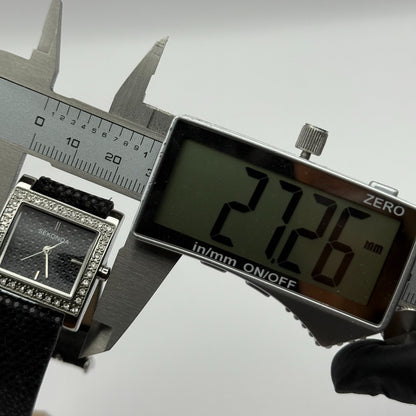 Sekonda Ladies Quartz Watch Black Dial Crystal Accents Bezel Japan Working 25mm