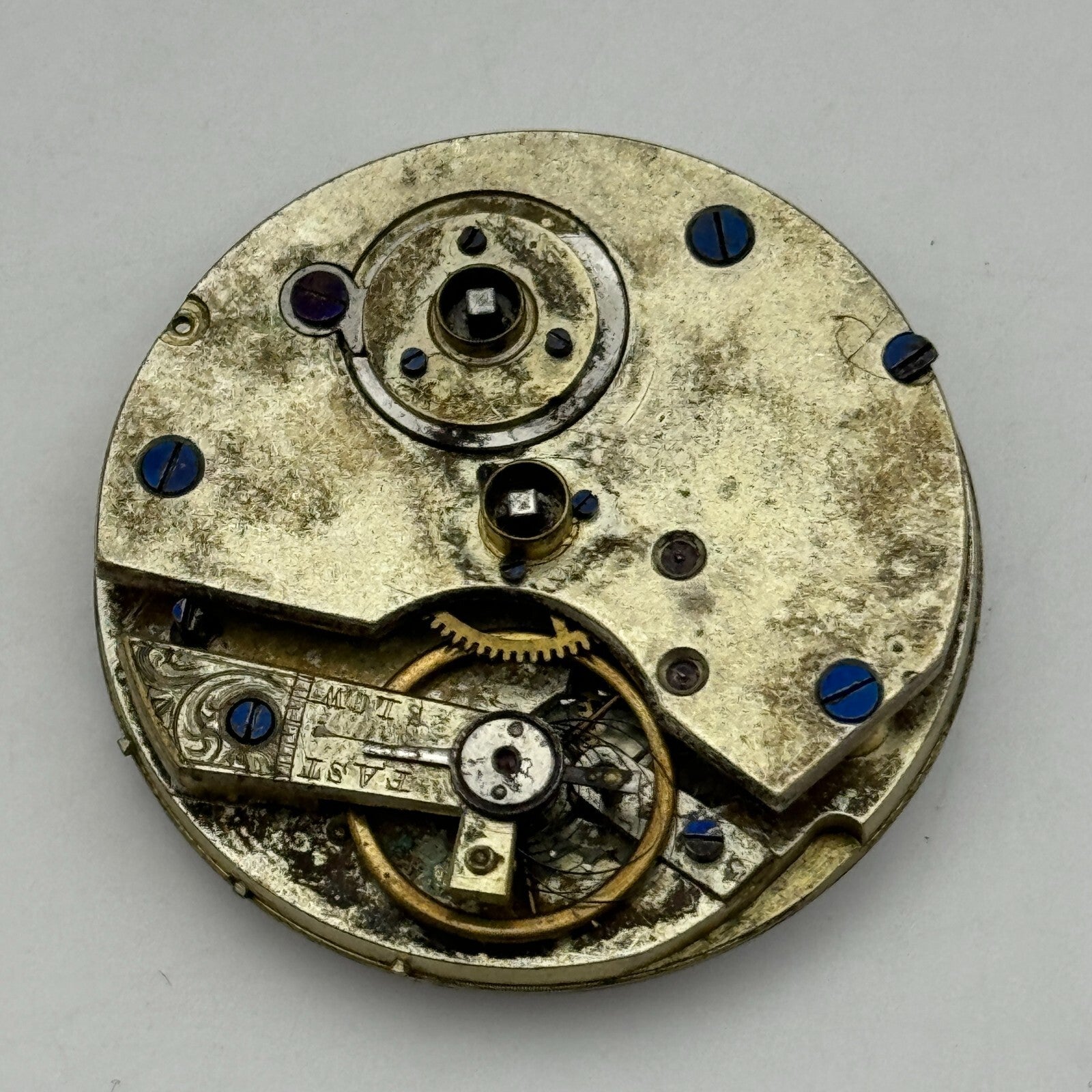 38.6mm Antique Key Wound Pocket Watch Movement Dial PARTS REPAIR SPARES