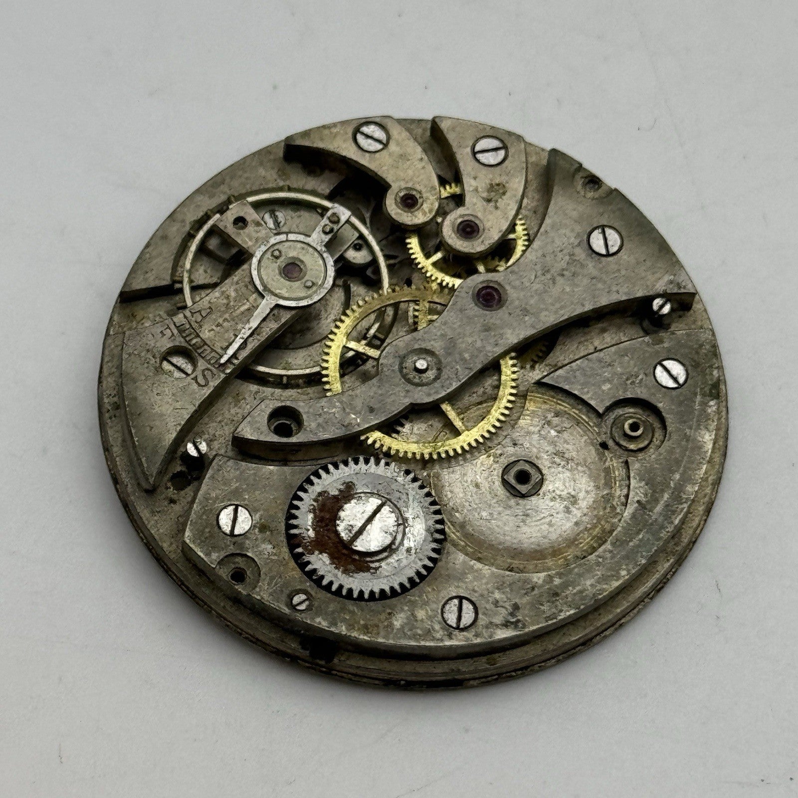 42.8mm Unidentified Vintage Pocket Watch Movement Dial PARTS REPAIR SPARES