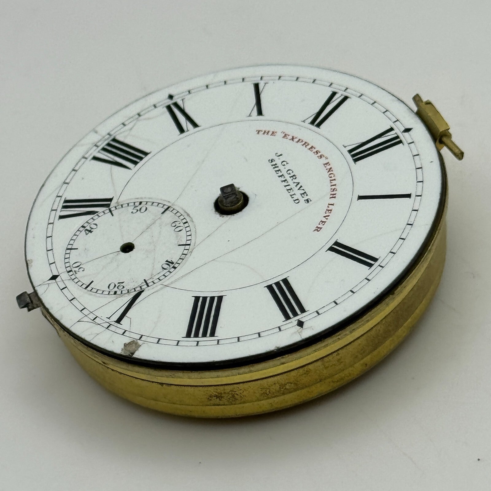 44.9mm Antique J G Graves Sheffield English Express Lever Pocket Watch Movement