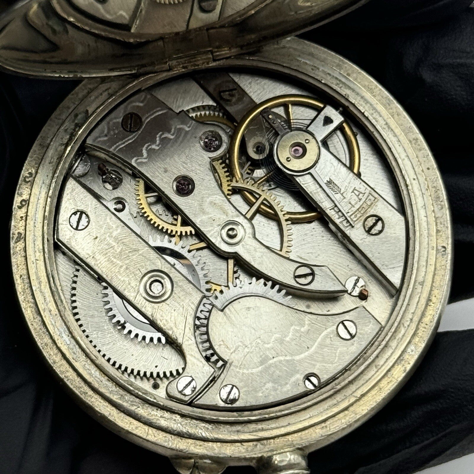 50mm Runs But Stops Antique Art Deco Case Pin Set Argentan Quality Pocket Watch