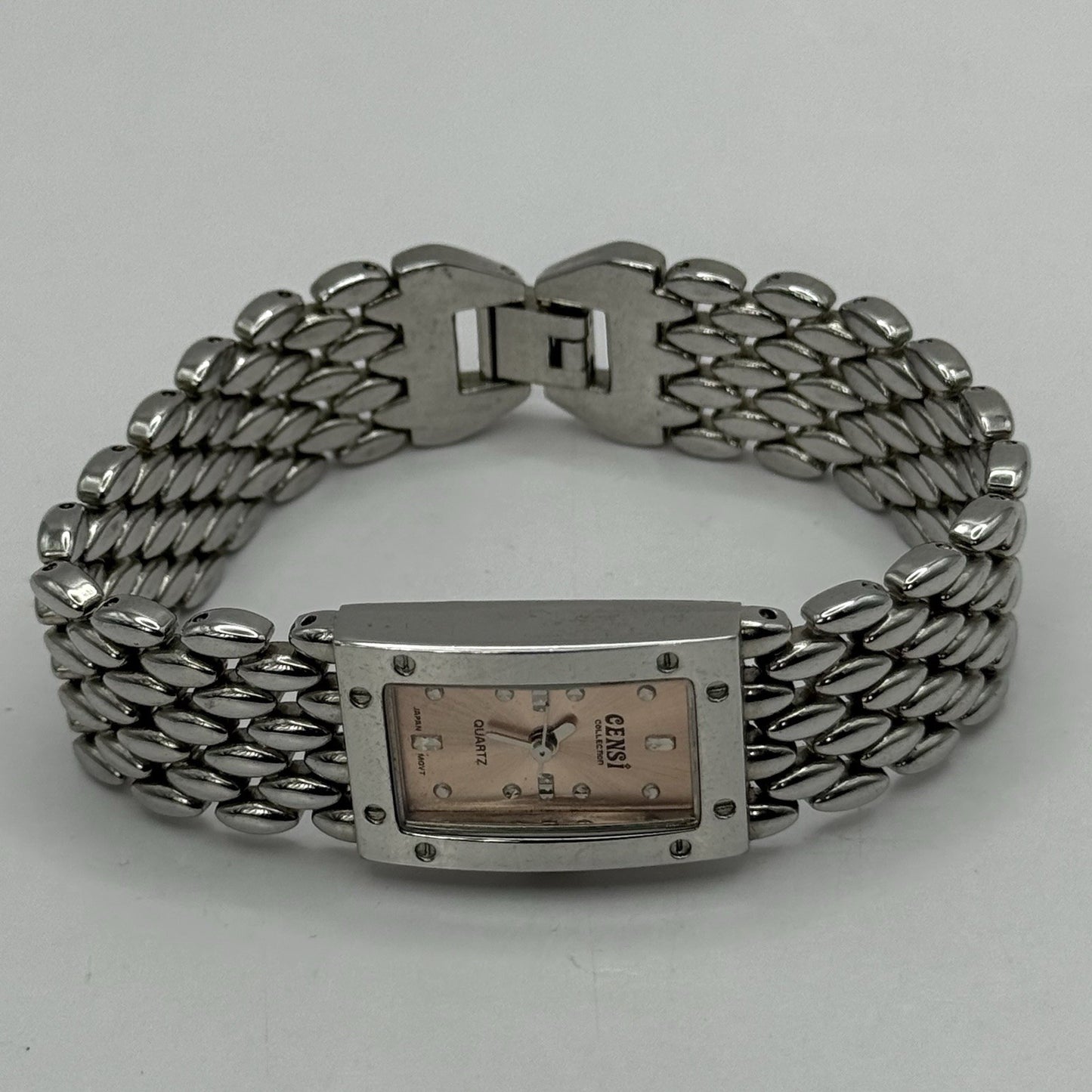 19mm Working Ladies Censi Collection Silver Tone Japan Quartz Watch 6.75 Inches