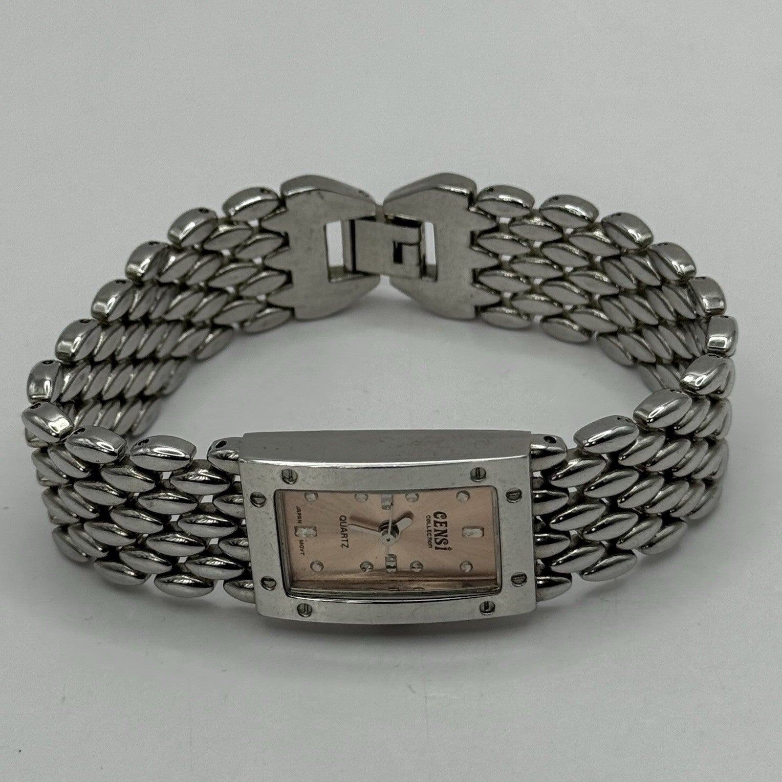 19mm Working Ladies Censi Collection Silver Tone Japan Quartz Watch 6.75 Inches