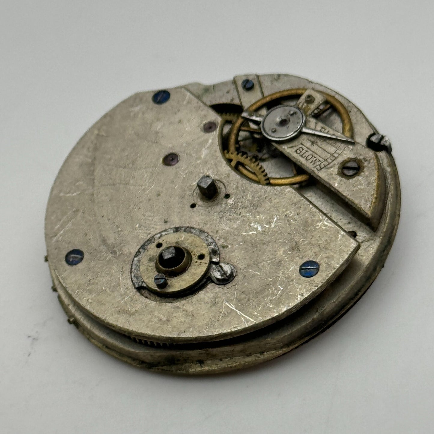 47.5mm Antique Key Wound Roman Numerals Pocket Watch Movement Dial PARTS REPAIR