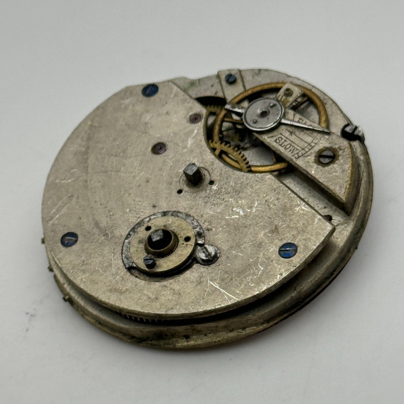 47.5mm Antique Key Wound Roman Numerals Pocket Watch Movement Dial PARTS REPAIR