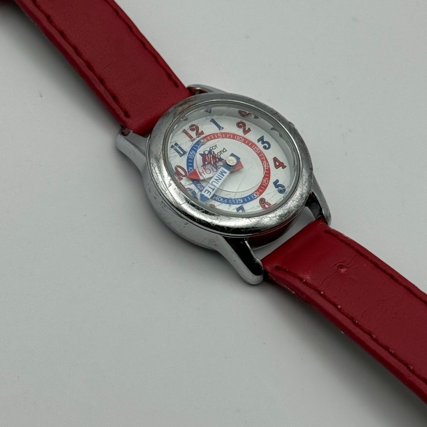 D for Diamond Unisex Kids Time Teacher Quartz Watch Red Strap Japan Working 23mm