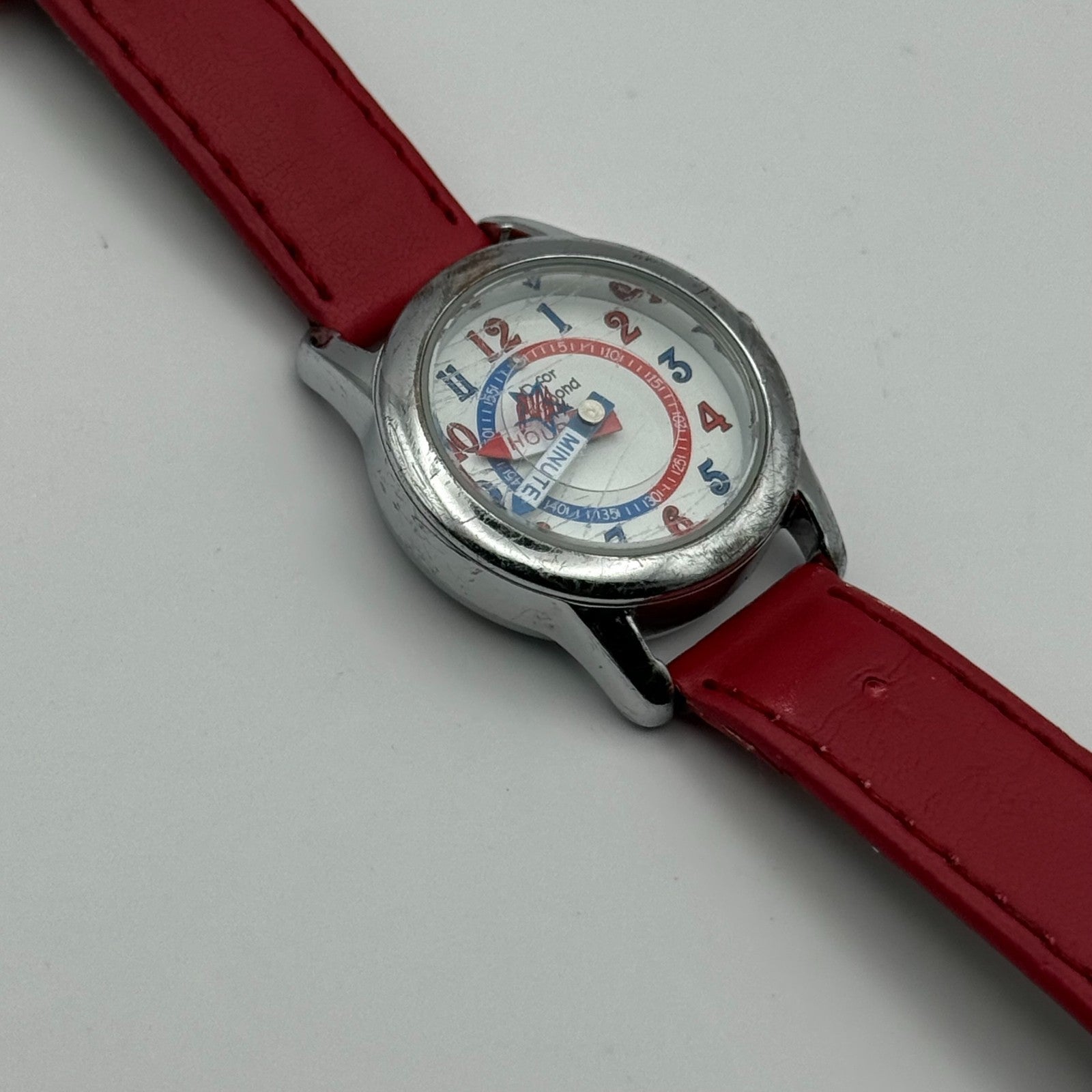 D for Diamond Unisex Kids Time Teacher Quartz Watch Red Strap Japan Working 23mm