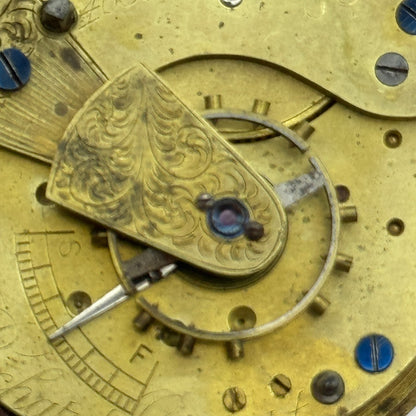 46.6mm Richard Grunert Beverley Antique Key Wound Pocket Watch Movement PARTS