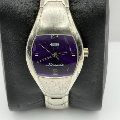 Sekonda Ladies Quartz Watch Purple Dial Silver Tone Bracelet Steel Working 24mm