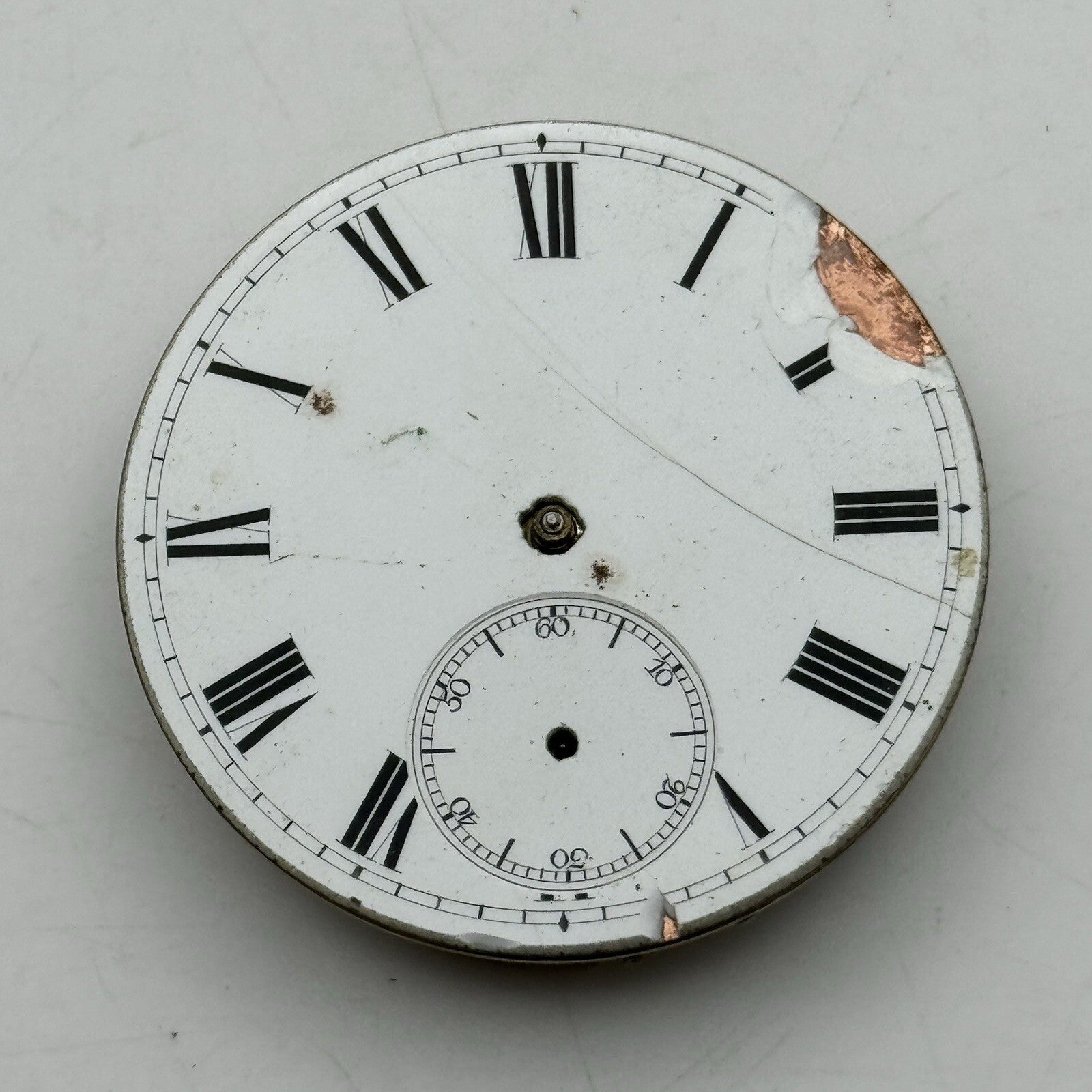 40.8mm Unidentified F & Co Porcelain Dial Pocket Watch Movement FOR PARTS