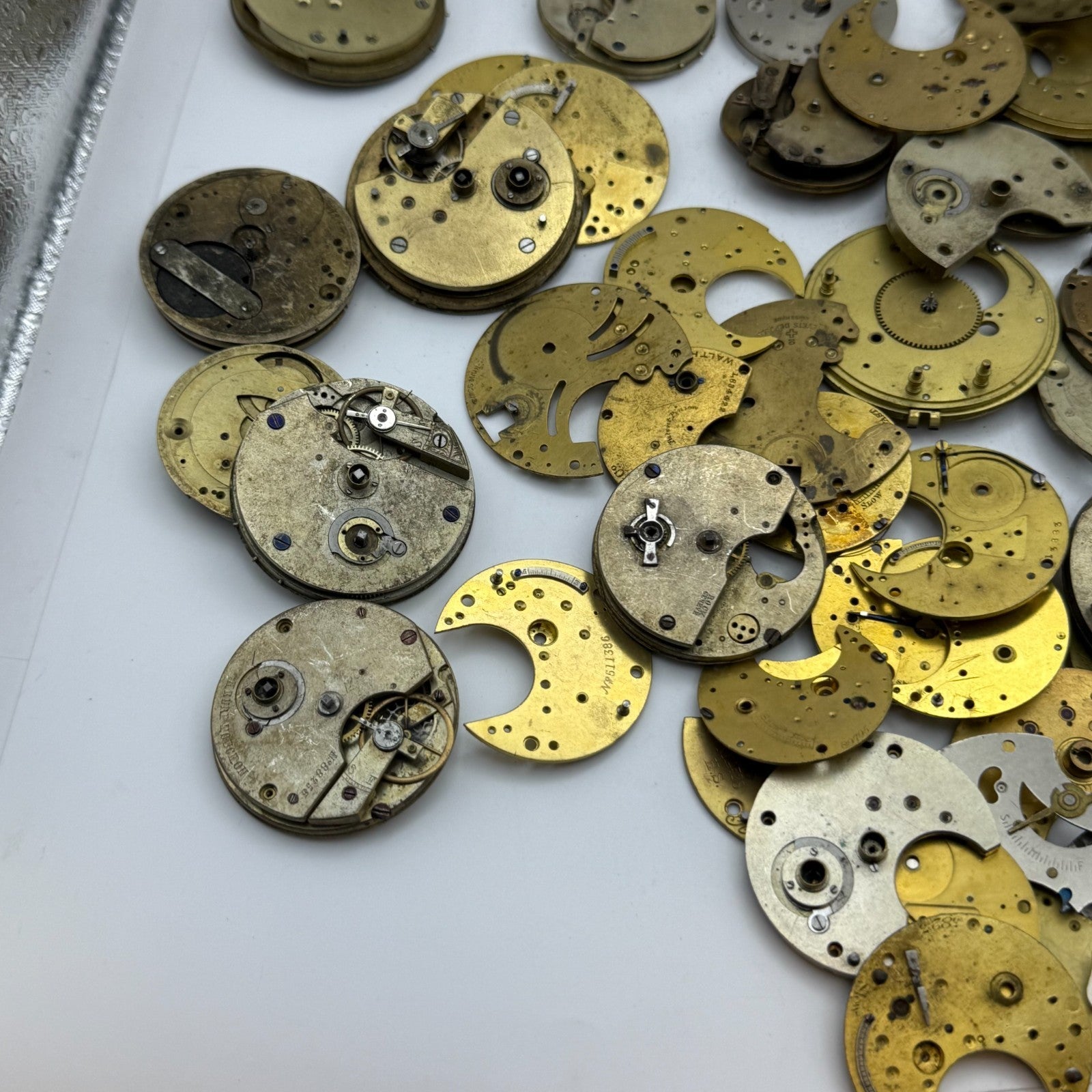 Large Bundle Of Antique Partial Pocket Watch Movements Joblot PARTS REPAIR SPARE