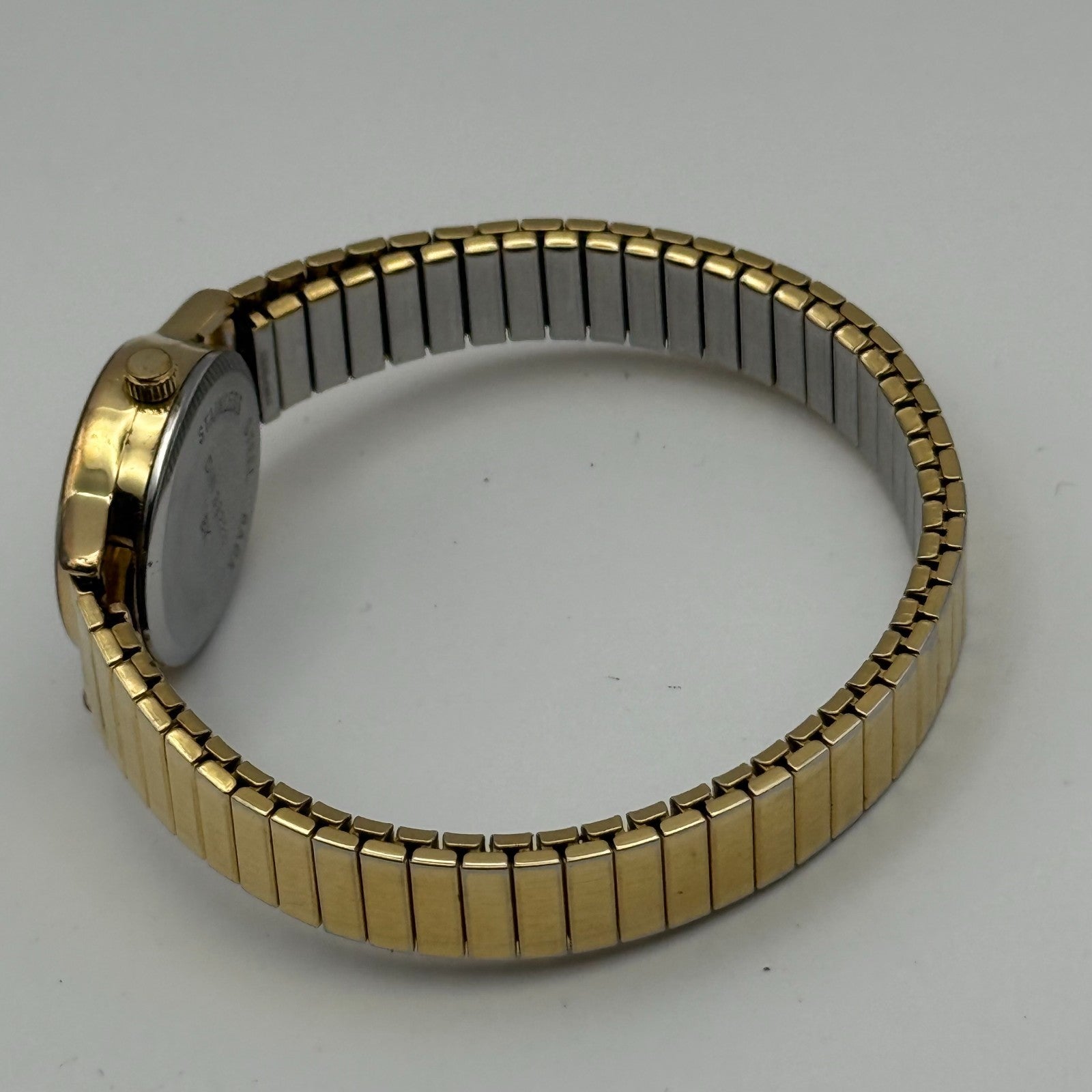 Ingersoll Ladies Quartz Watch White Dial Gold Tone Stretch Band Working 21mm