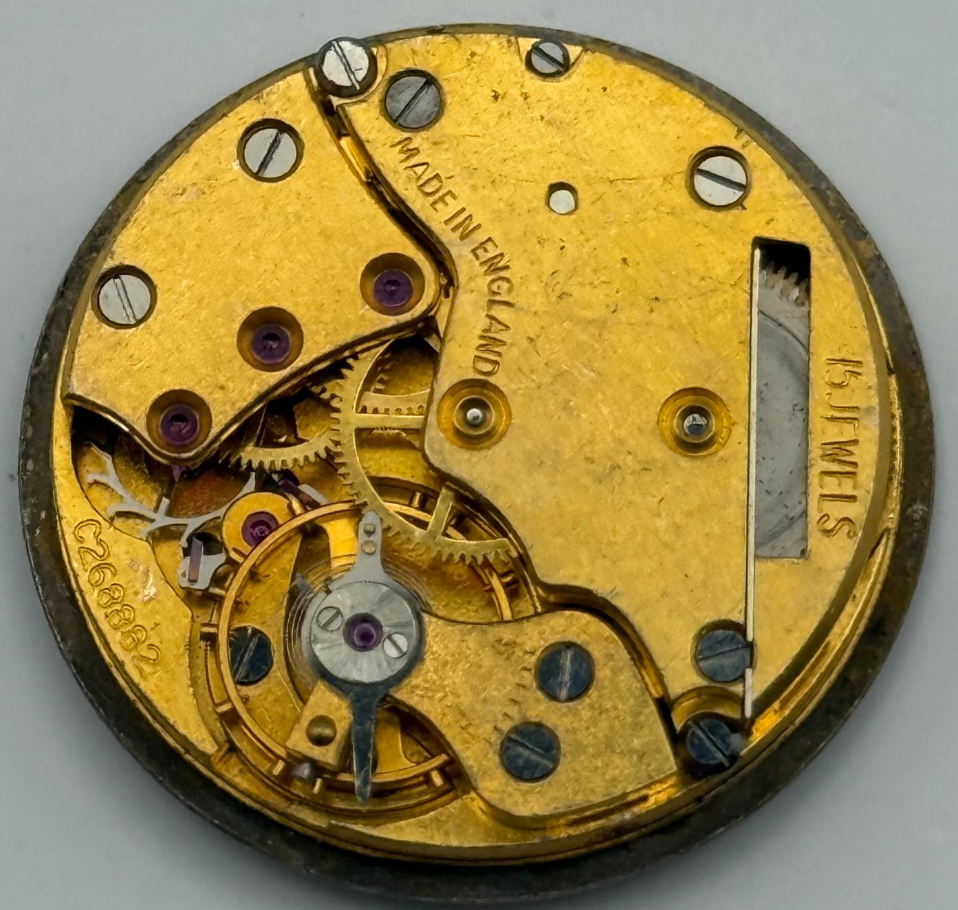Smiths De Luxe 15 Jewels C268882 Watch Movement Manual Wind Vintage Parts 26.9mm