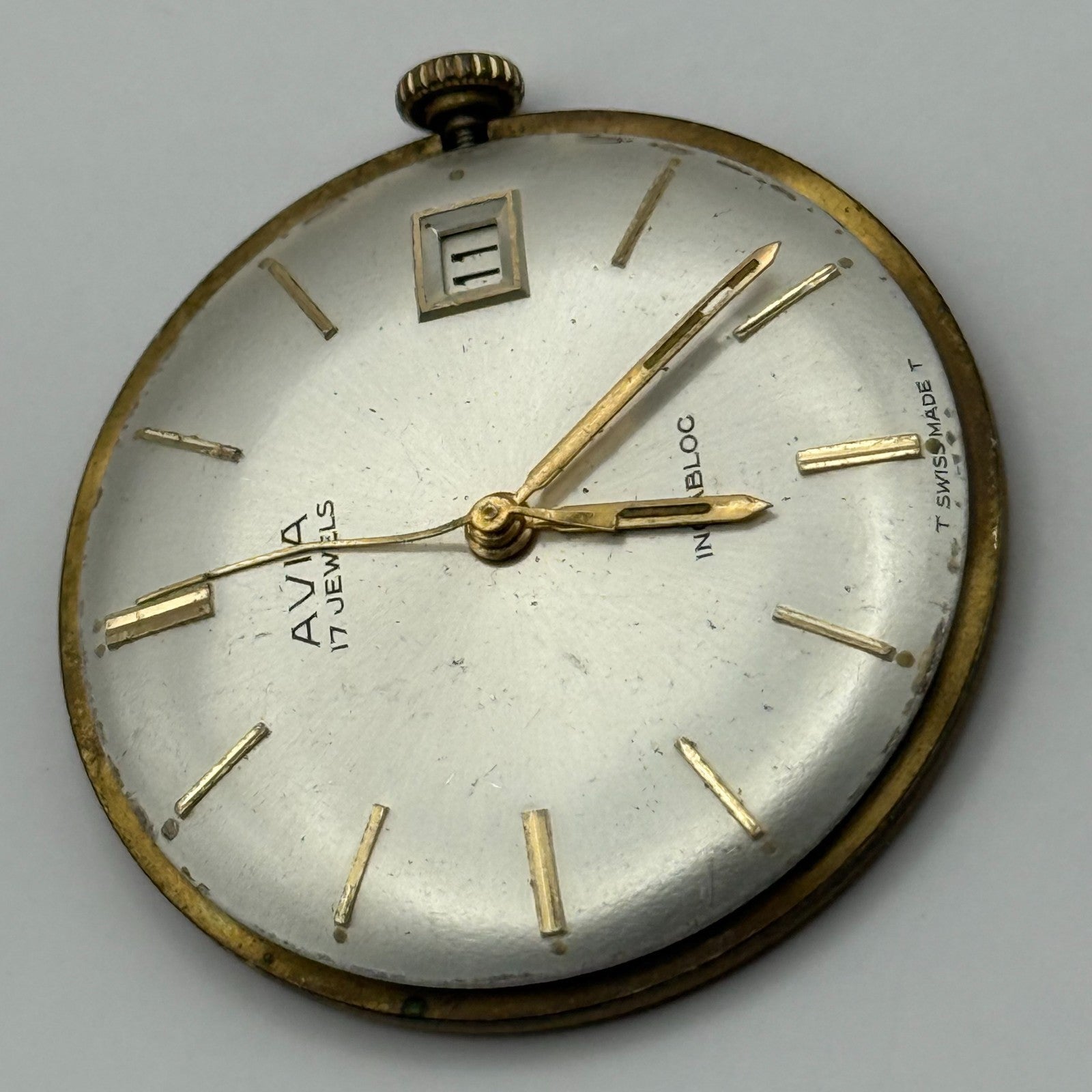 ETA 2408 Watch Movement Avia Manual Wind Vintage Swiss Parts Repair 31.4mm