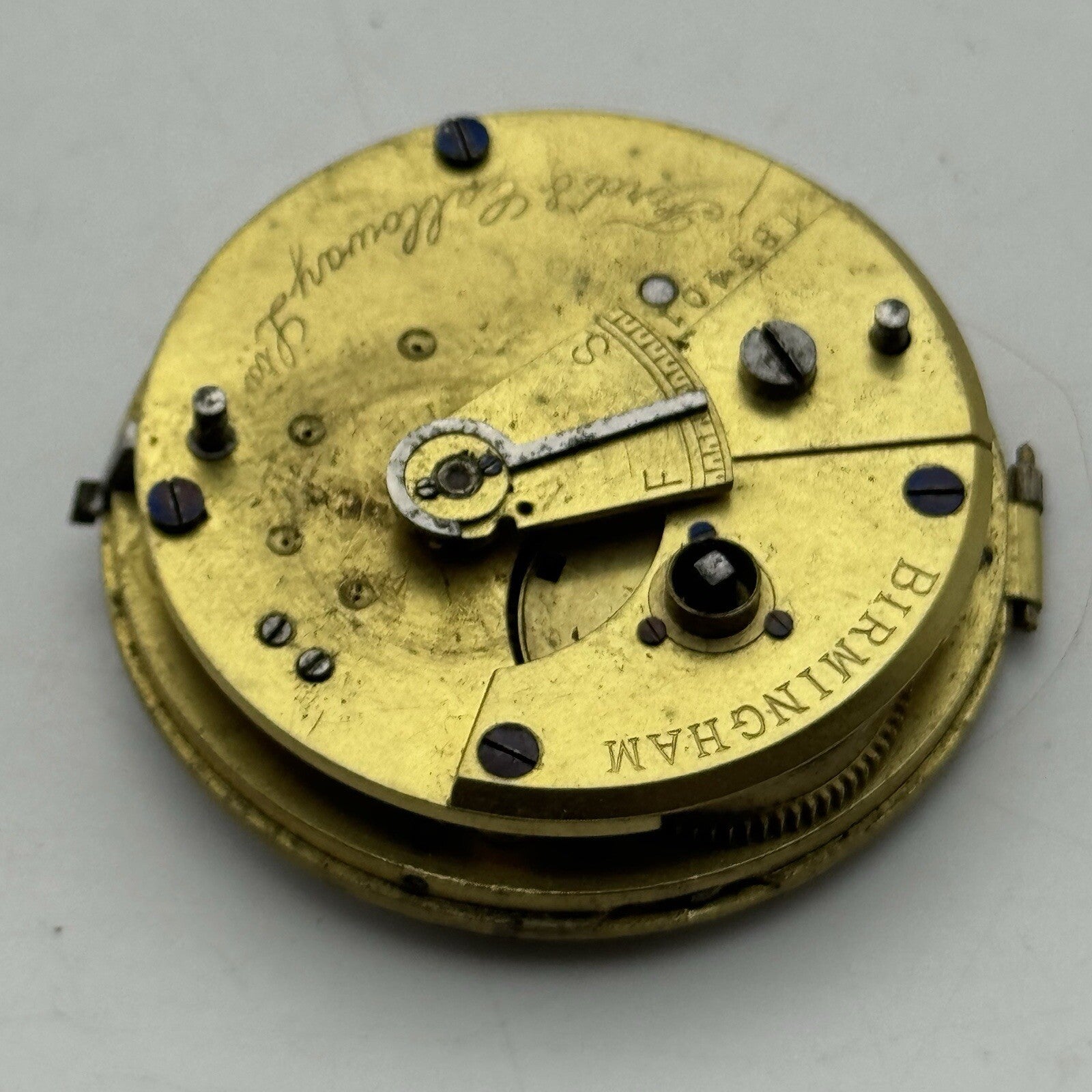 43.1mm Ford & Galloway LTD Birmingham Pocket Watch Movement FOR PARTS