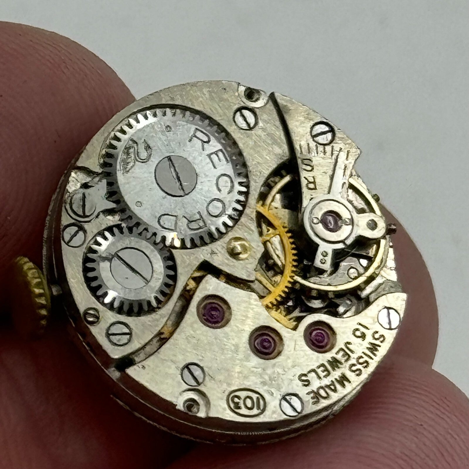 19.7mm Running H Samuel Record Cal 103 Manual Wind Watch Movement PARTS SPARES