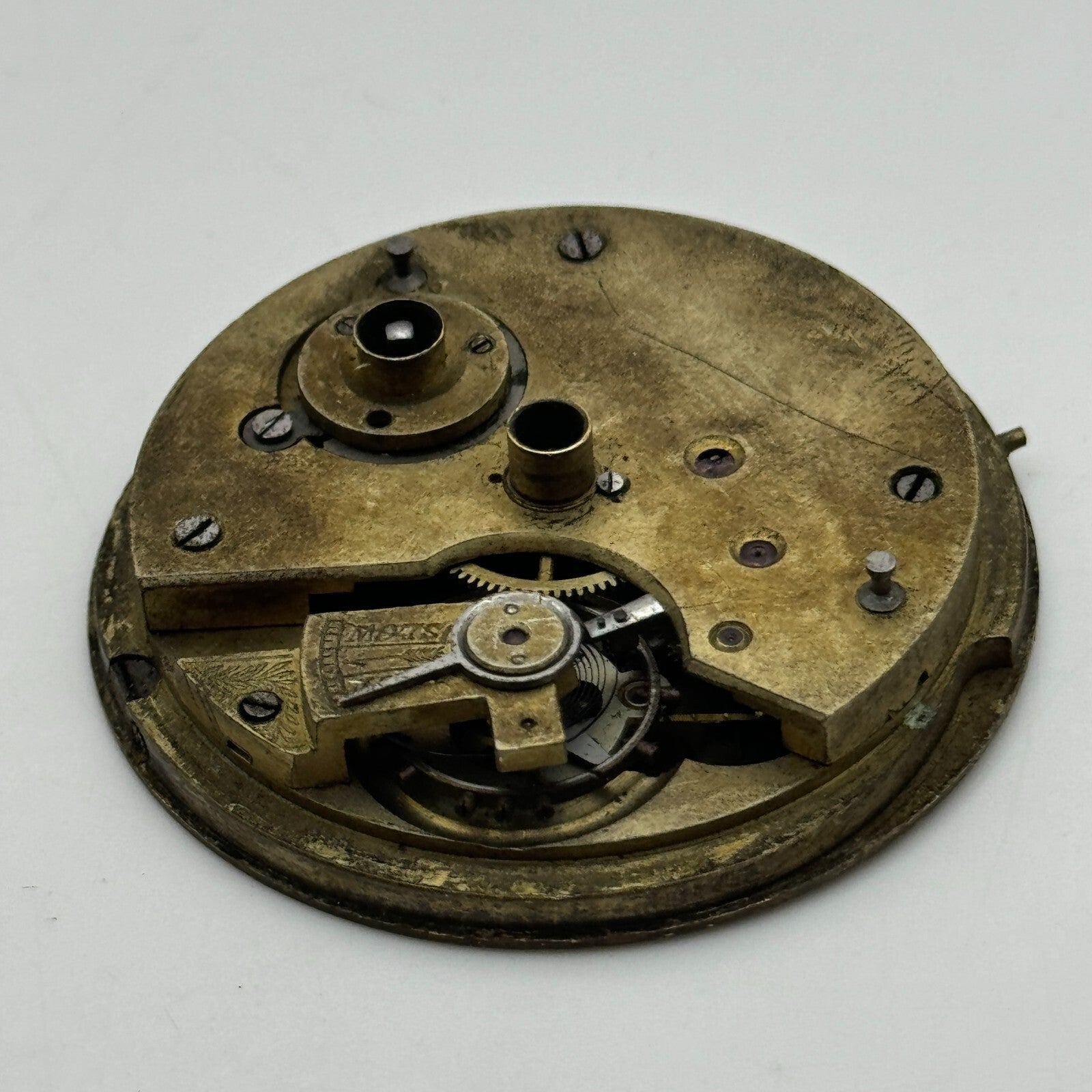 46.8mm Antique Unidentified Key Wound Pocket Watch Movement PARTS REPAIR SPARES
