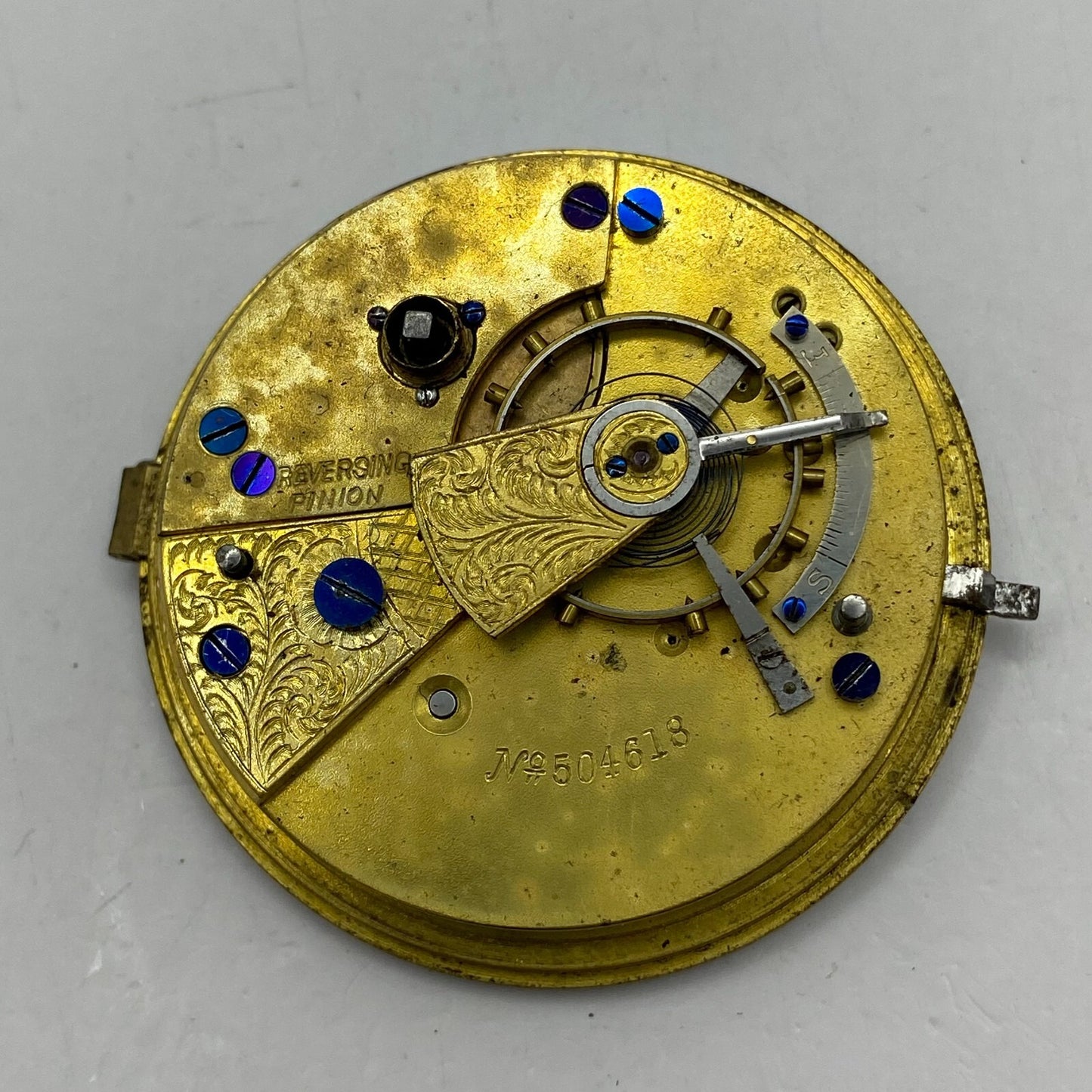 46.3mm Antique Key Wound Balance Ok Pocket Watch Movement PARTS REPAIR SPARES