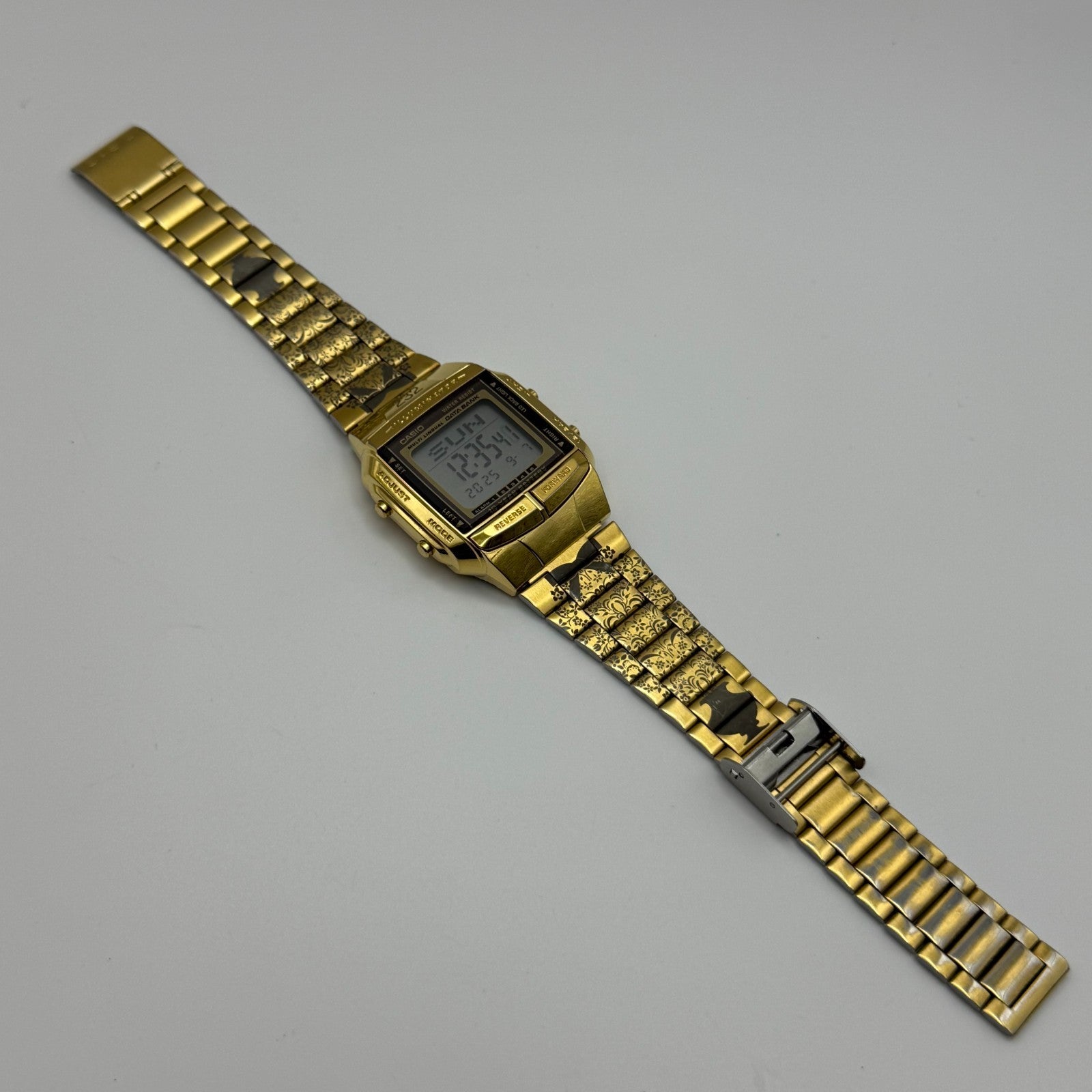 Casio Men’s Illuminator Quartz Watch Data Bank Dual Time Gold Tone Working 35mm