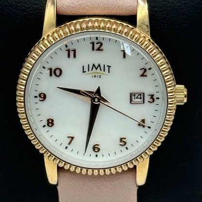 27mm Working Ladies Limit Mother Of Pearl Date Dial C-VJ22 Pink Quartz Watch