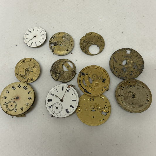 12 x Antique Partial Pocket Watch Movements Parts Repair Watchmakers Job Lot