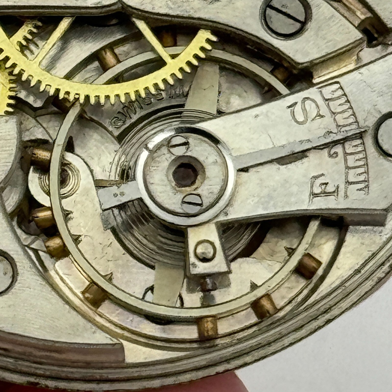 42.9mm Vintage Open Face Erlim Swiss Balance Ok Pocket Watch Movement PARTS