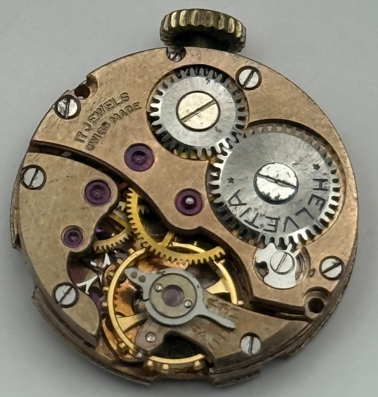 Helvetia 2665 Watch Movement Running Manual Wind Vintage Parts Repair 19.6mm