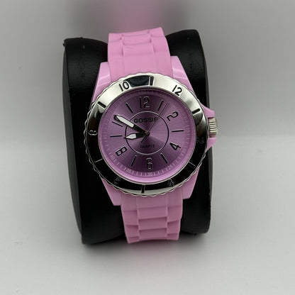 Gossip Ladies Quartz Watch Pink Dial Silver Tone Bezel Japan Working 39mm