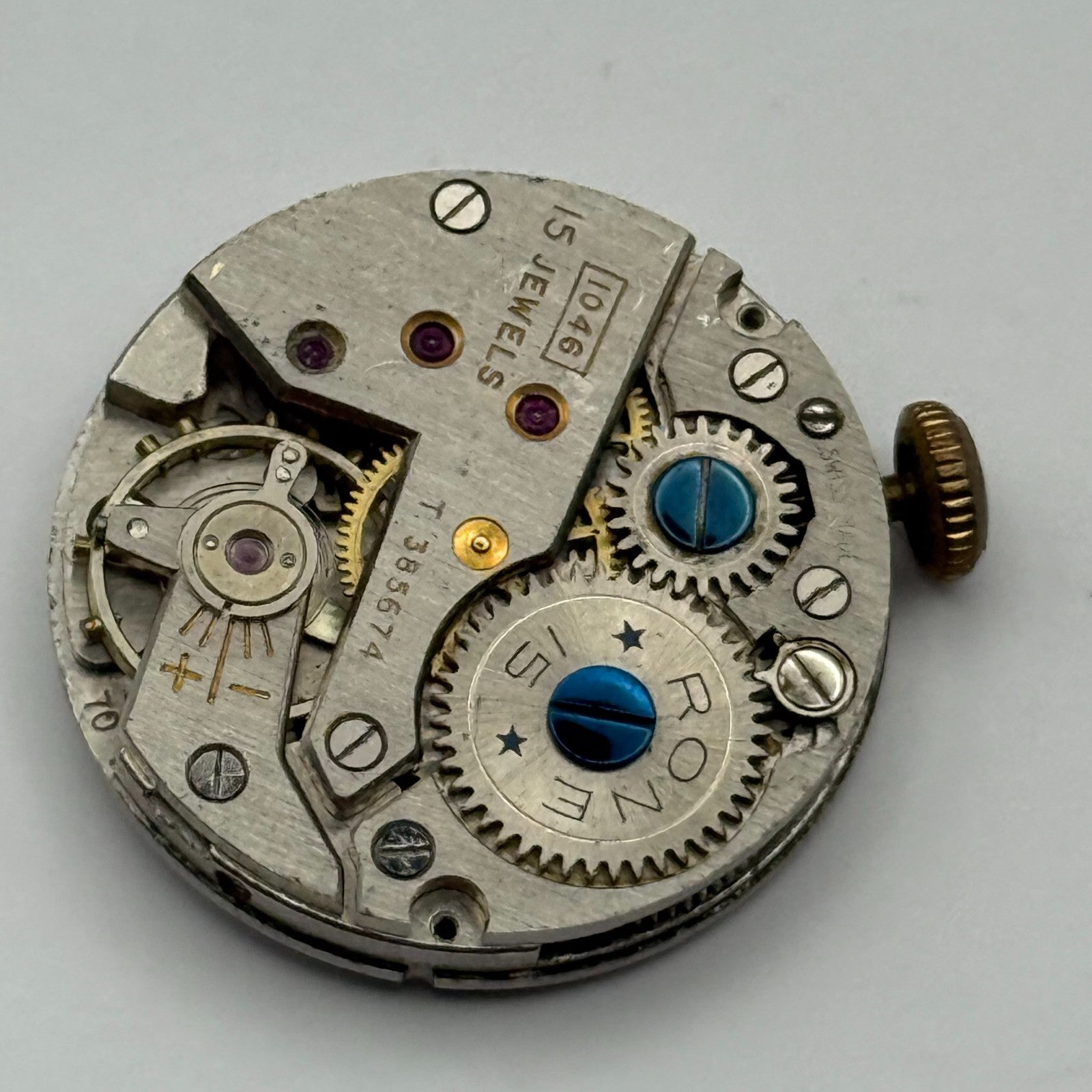 FHF 70 Watch Movement Rone Fifteen 1046 Manual Wind Vintage Parts Repair 23.7mm
