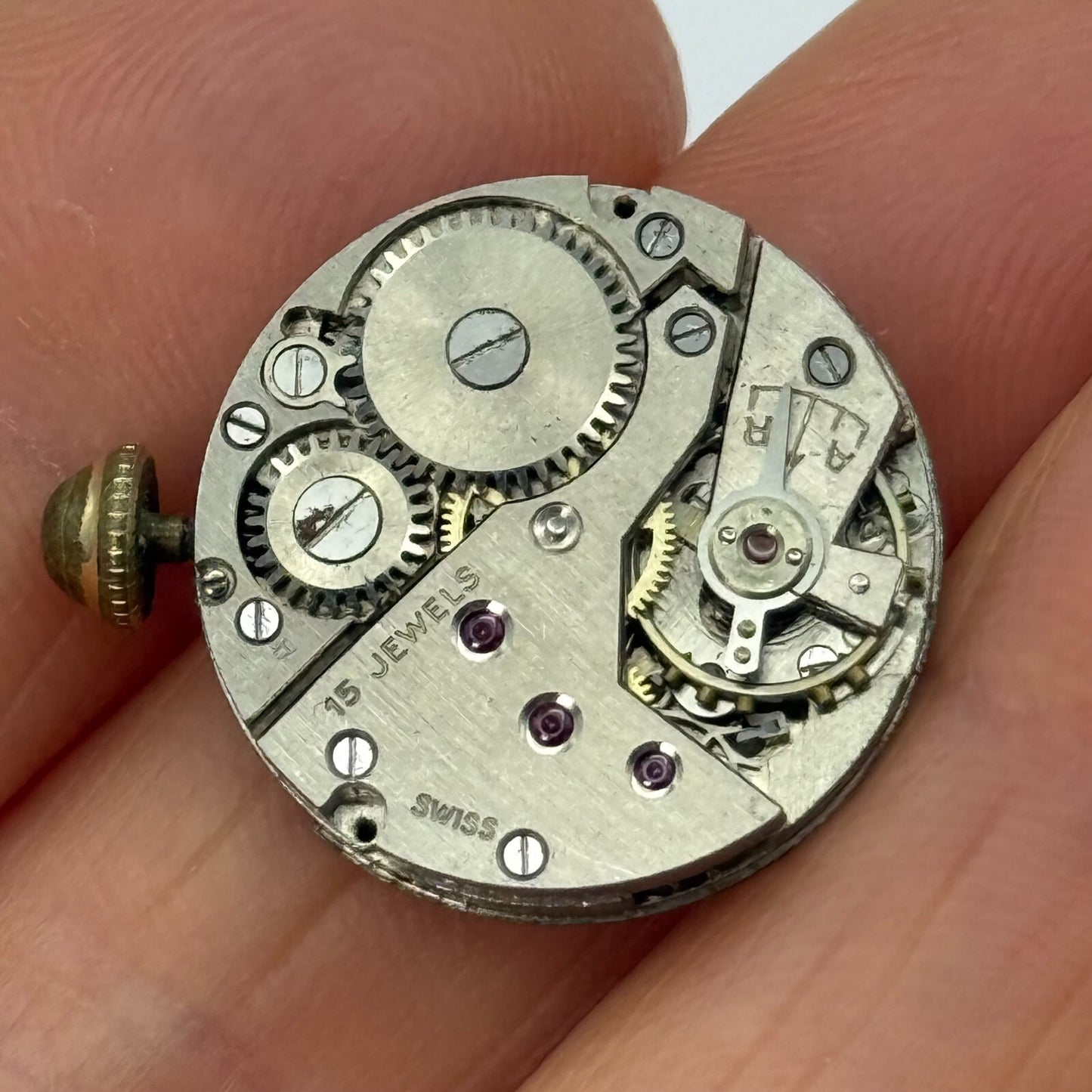 19.8mm Vintage Avia Derby D 40 Swiss Manual Wind Watch Movement PARTS REPAIR