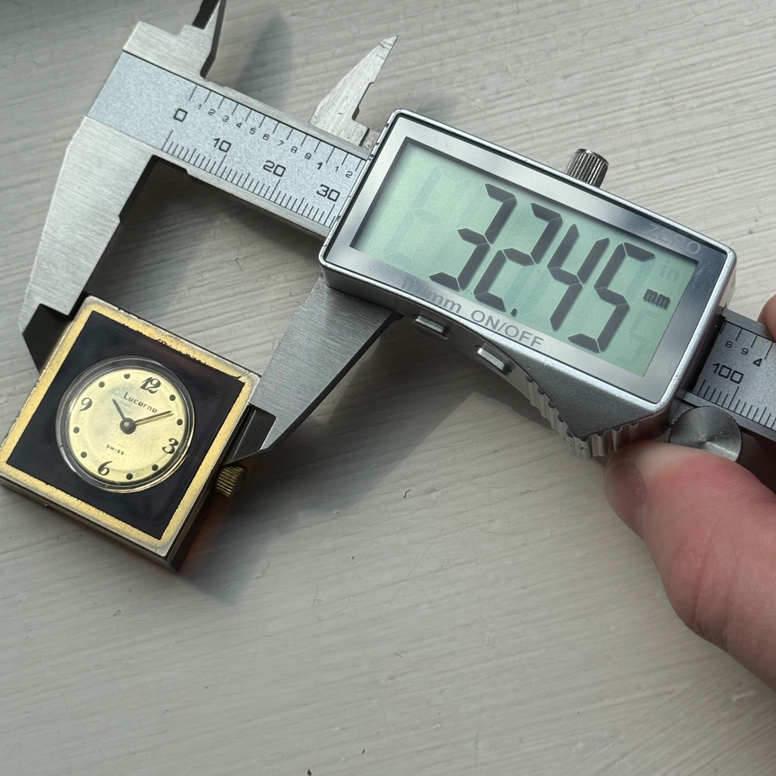 32mm Vintage Square Lucerne Acrylic Case EB 8461 Manual Wind Swiss Watch - PARTS