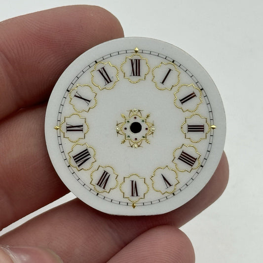 35.5mm Antique J Wyss Fils Beautiful Porcelain Patterned Pocket Watch Dial