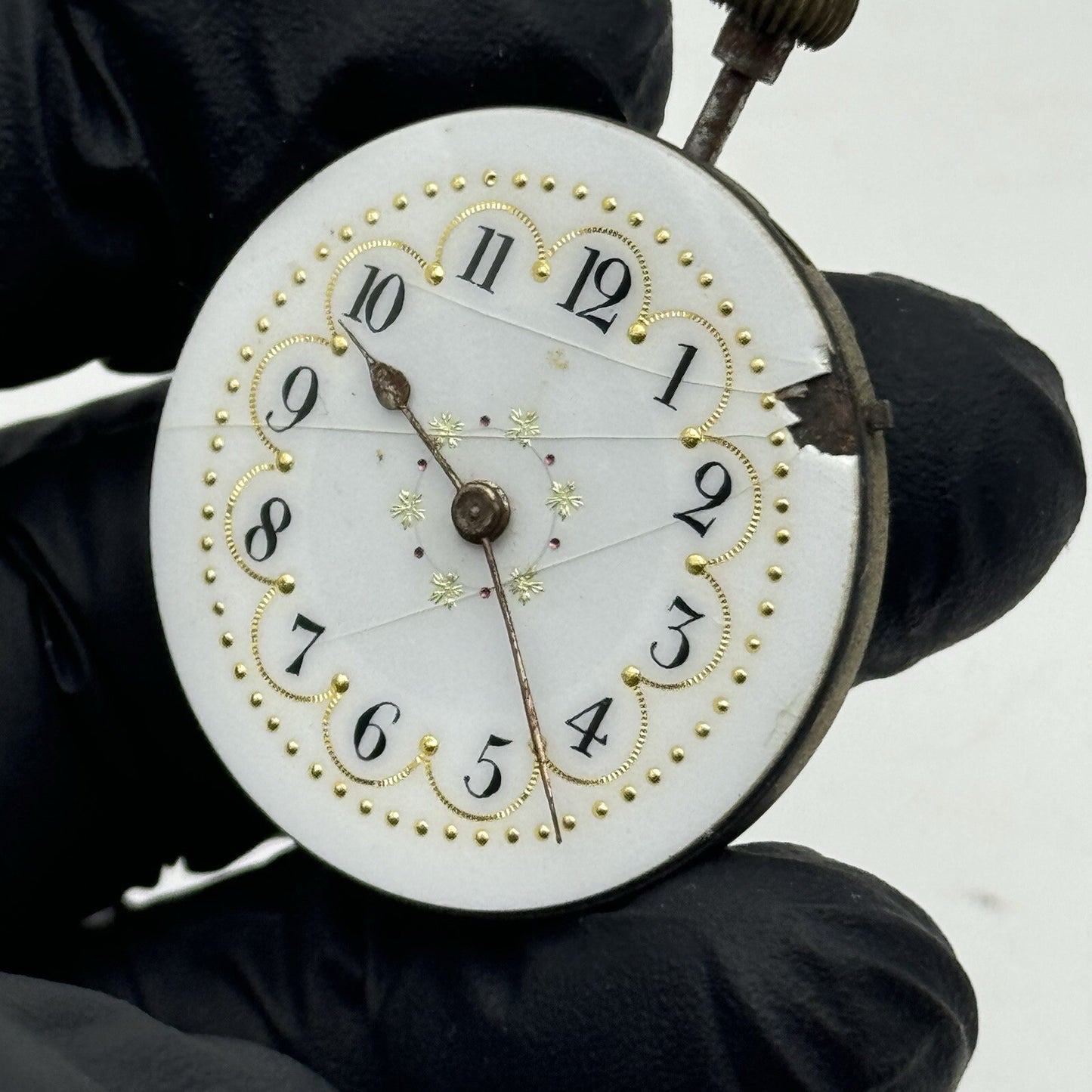 33.2mm Beautiful Patterned Dial Cylinder Pocket Watch Movement FOR PARTS