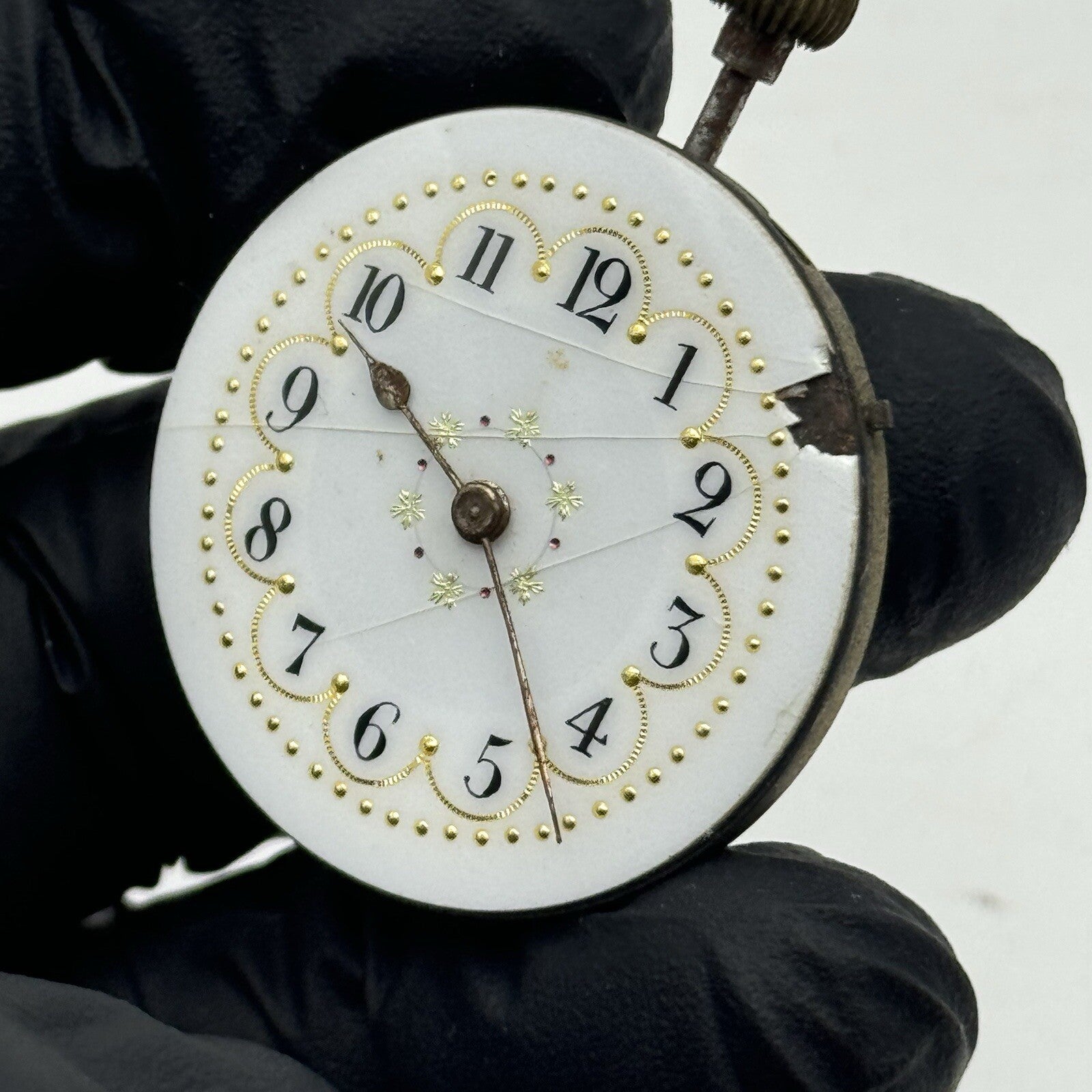 33.2mm Beautiful Patterned Dial Cylinder Pocket Watch Movement FOR PARTS