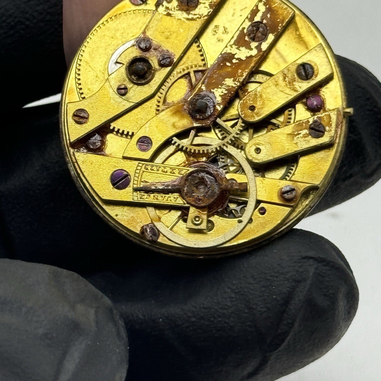 30.4mm Antique White Porcelain Dial Cylinder Watch Movement FOR PARTS