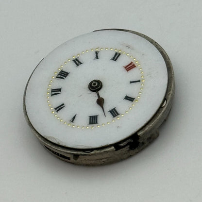 23.6mm Unidentified Porcelain Dial Trench Watch Movement Manual Wind FOR PARTS
