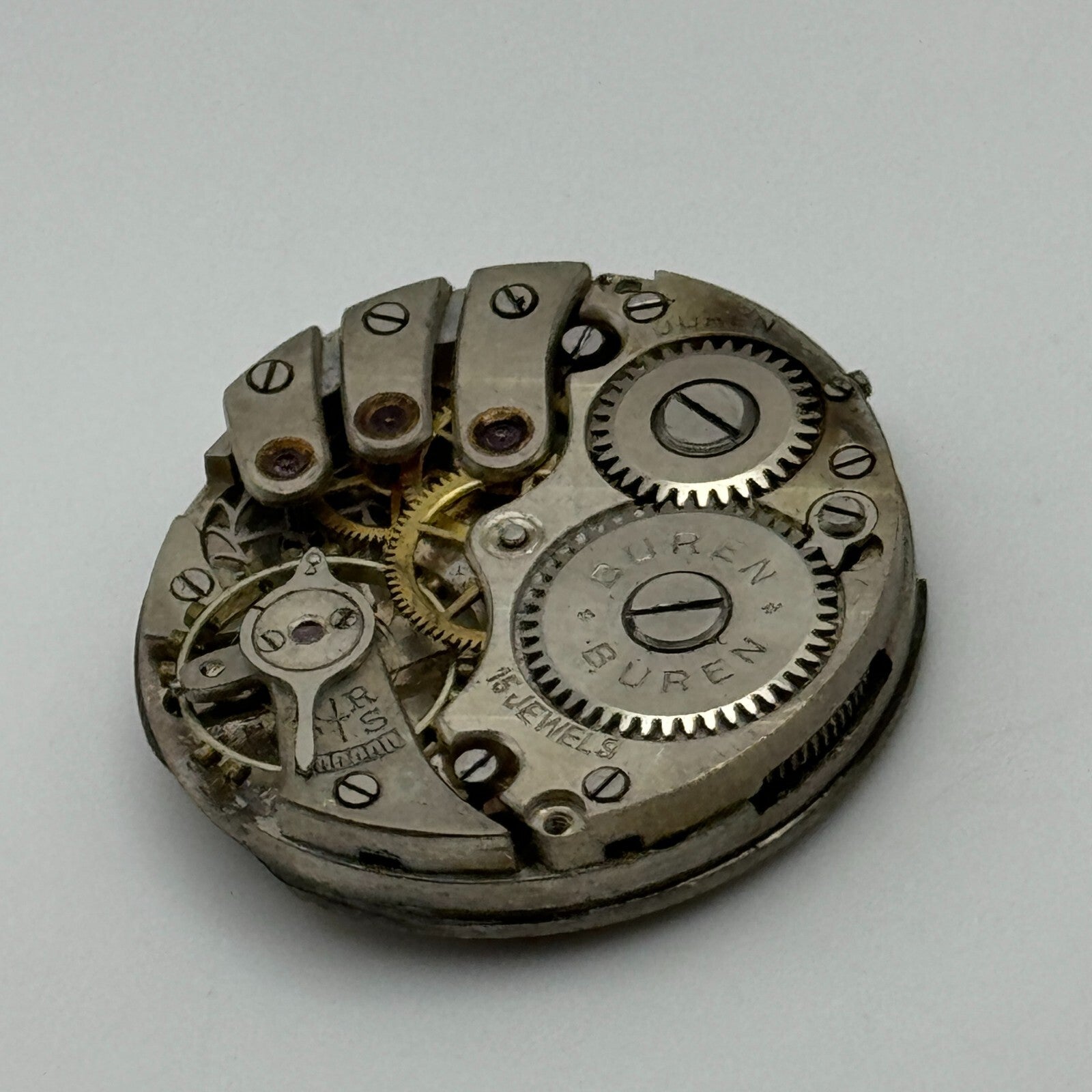 23.6mm Buren 15 Jewels Manual Wind Watch Movement Swiss Vintage PARTS SPARES