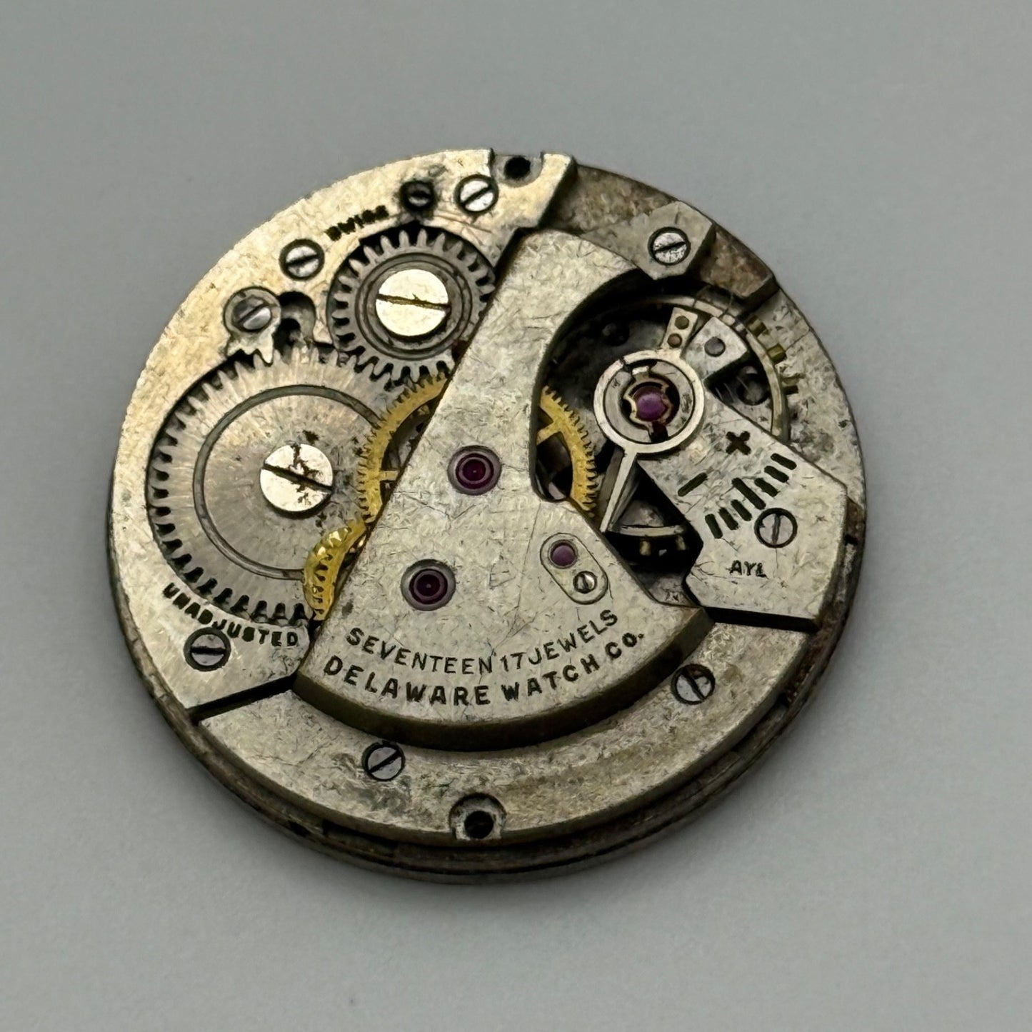 AS 1187 Watch Movement Delaware Manual Wind Vintage Swiss Parts Repair 25.9mm