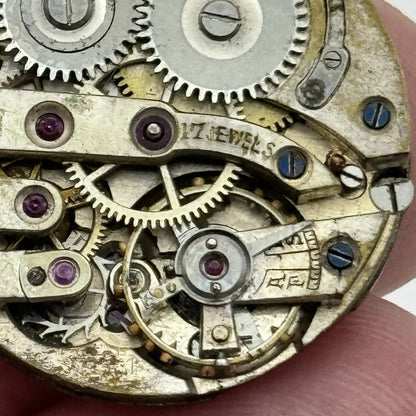 24.9mm Unidentified High Grade 17 Jewels Trench Watch Movement Manual Wind PARTS
