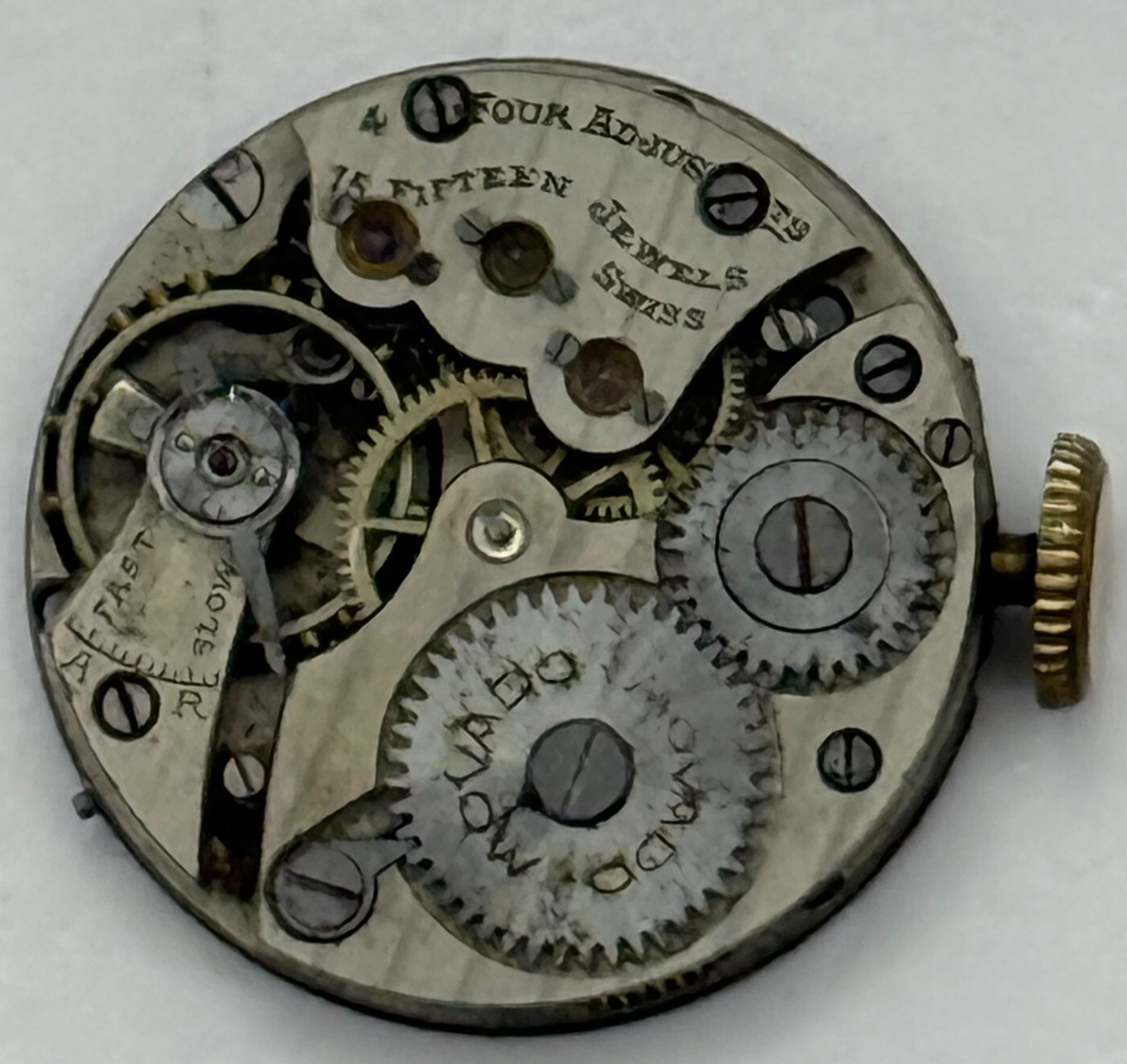 20.2mm Vintage Movado 15 Jewels Manual Wind Watch Movement PARTS REPAIR