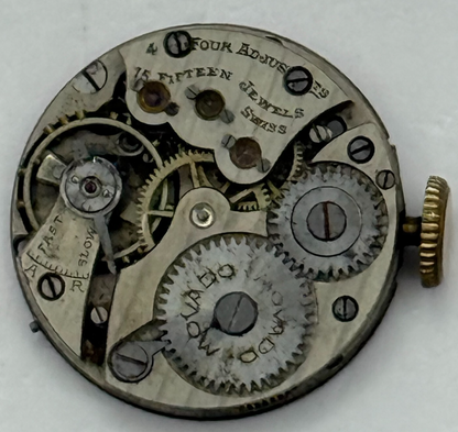 20.2mm Vintage Movado 15 Jewels Manual Wind Watch Movement PARTS REPAIR